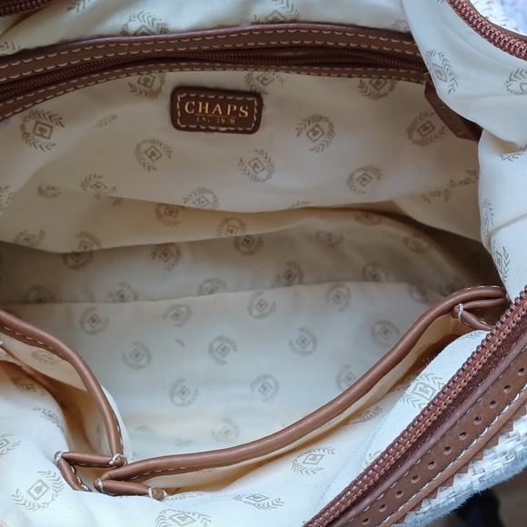 Chaps Rafia & Faux Leather Shoulder Bag - Picture 15 of 16